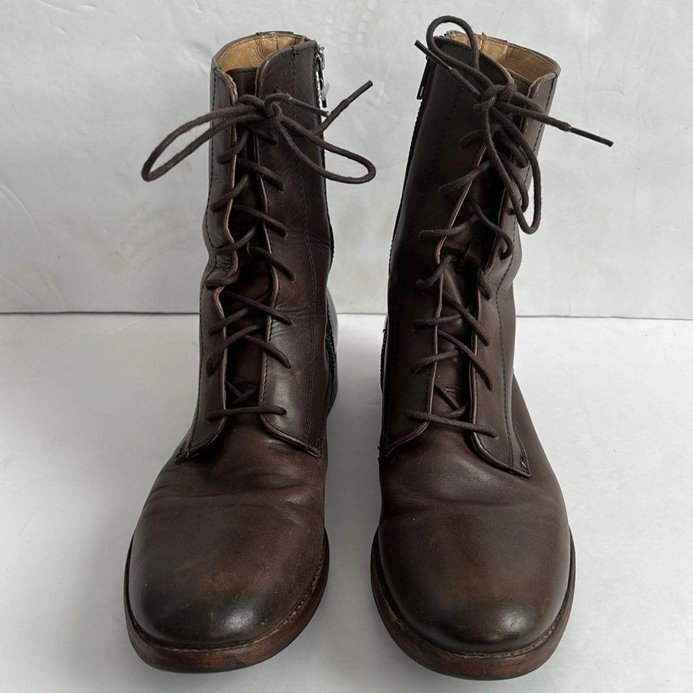 FRYE 76081 MELISSA Lace Up Brown Leather Ankle Boots in size 10b